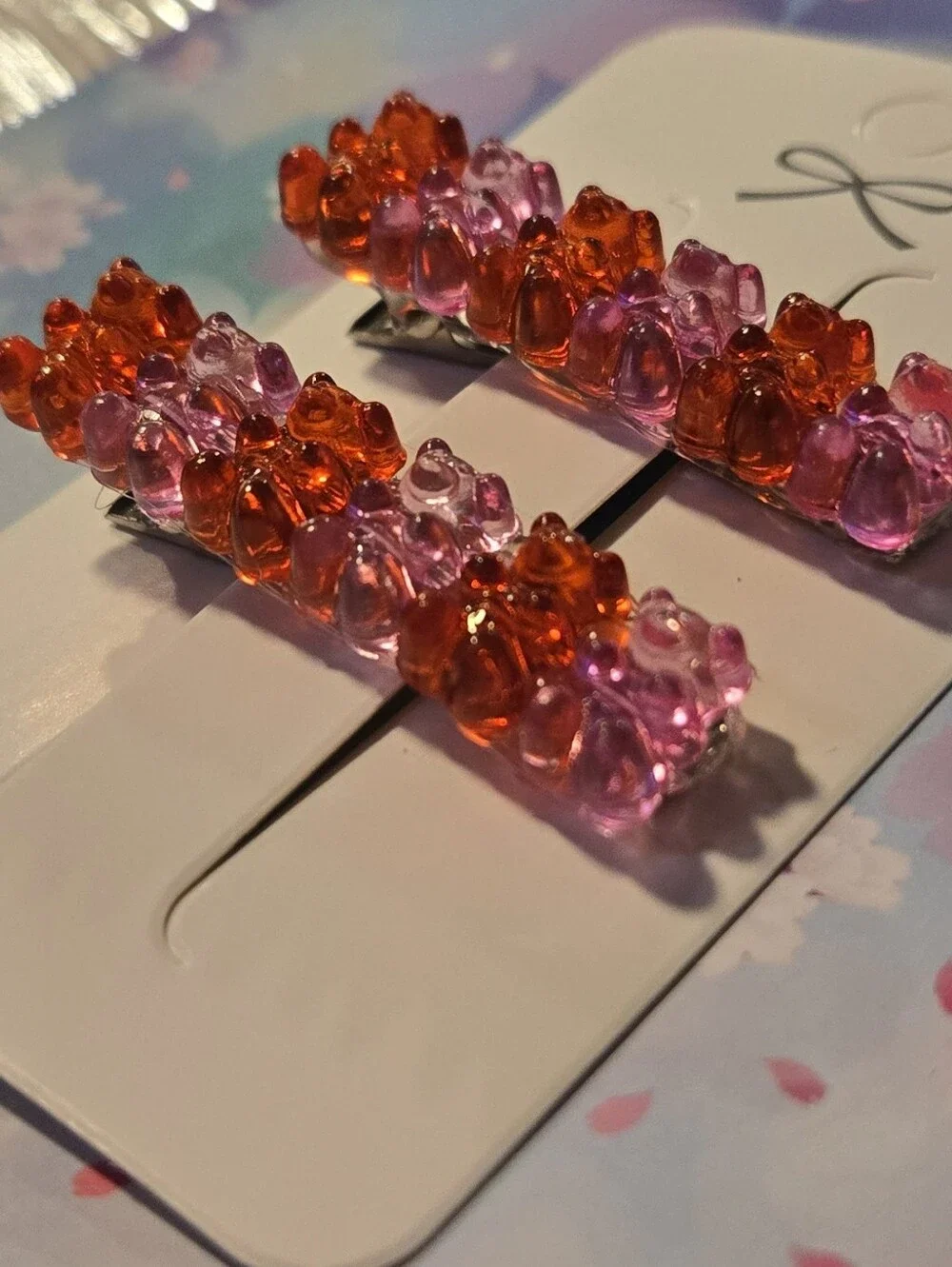 Handcrafted Red & Purple Gummy Bear Hair Clips Set of 2